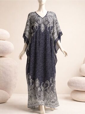 M.P.H Collection Navy Paisley Maxi Kaftan Dress